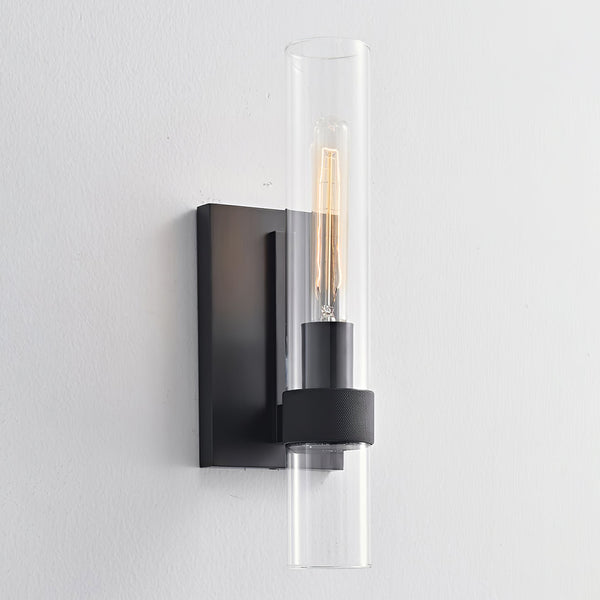 modern brass cylinder glass wall sconce