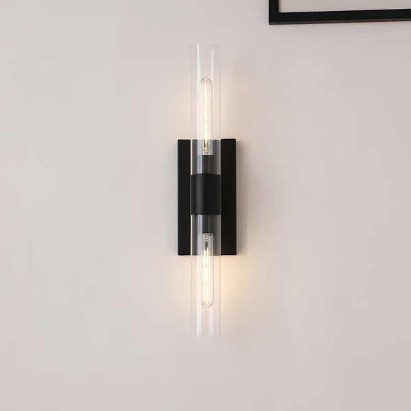 modern brass cylinder glass wall sconce