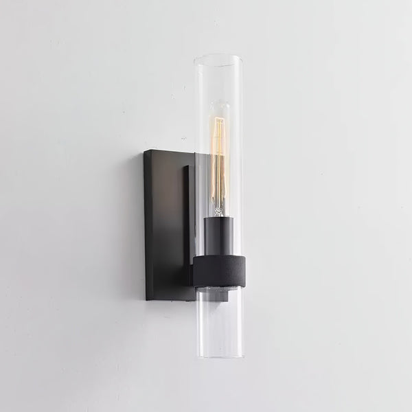 modern brass cylinder glass wall sconce