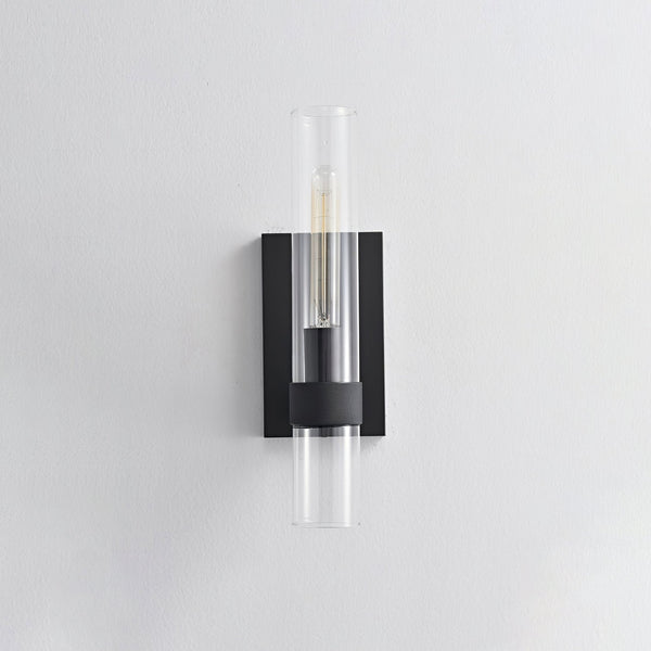 modern brass cylinder glass wall sconce