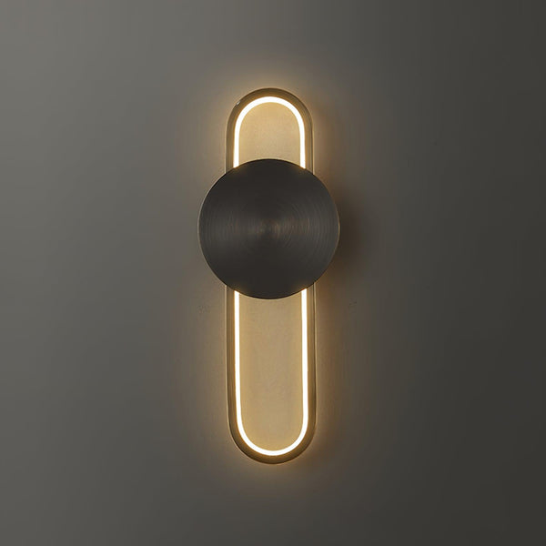 modern brass elliptical led wall lamp