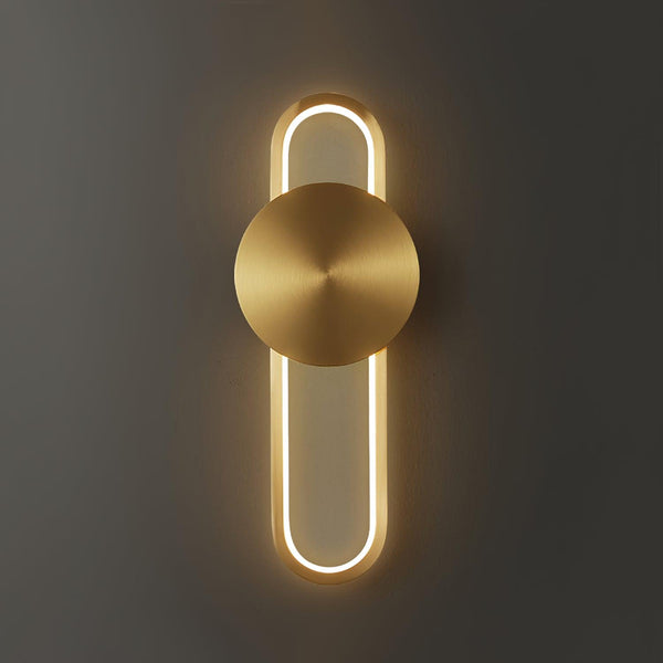 modern brass elliptical led wall lamp