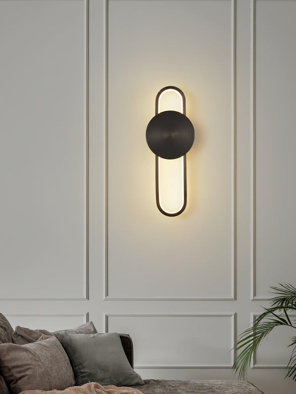 modern brass elliptical led wall lamp