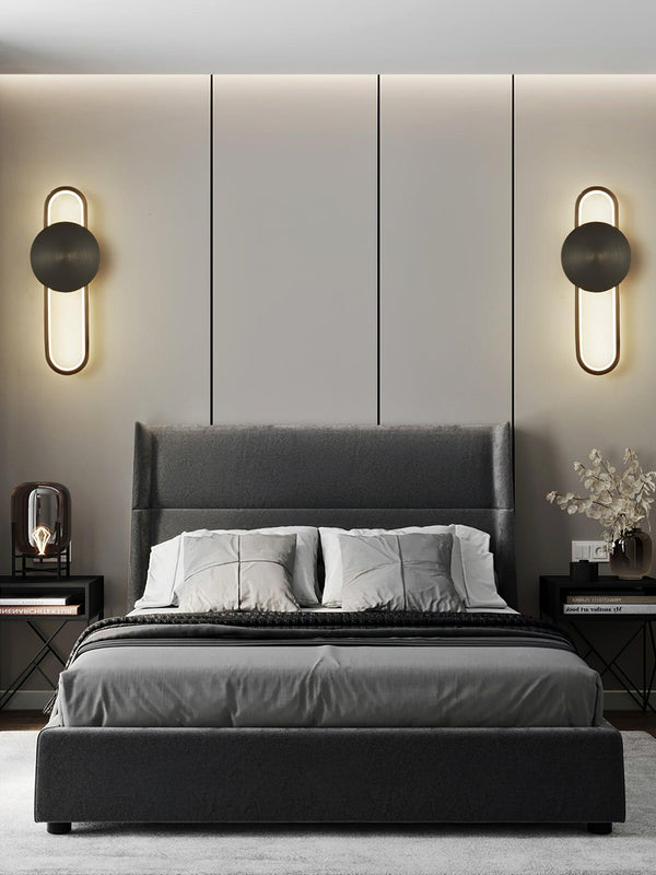 modern brass elliptical led wall lamp