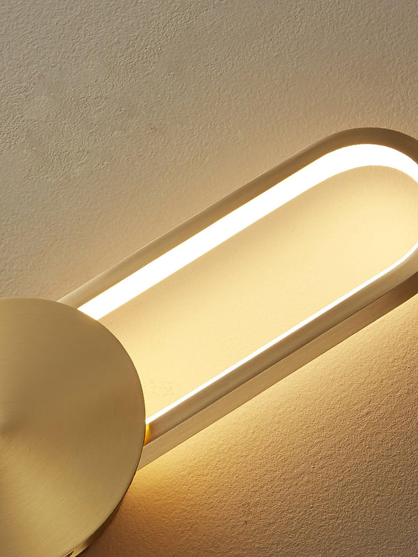 modern brass elliptical led wall lamp