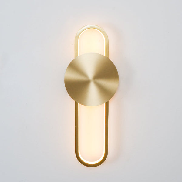 modern brass elliptical led wall lamp