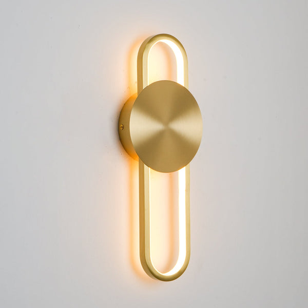 modern brass elliptical led wall lamp