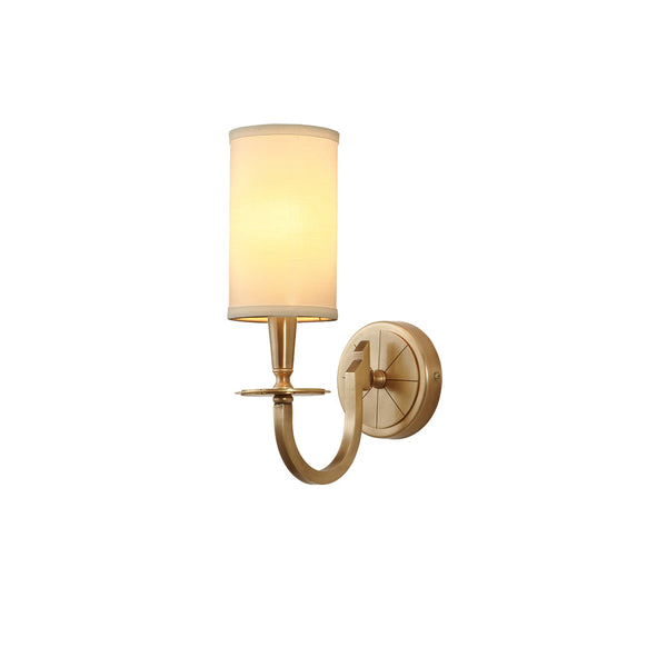 modern brass fabric shade wall sconce