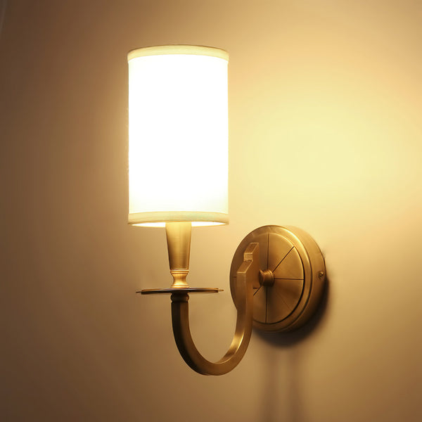 modern brass fabric shade wall sconce