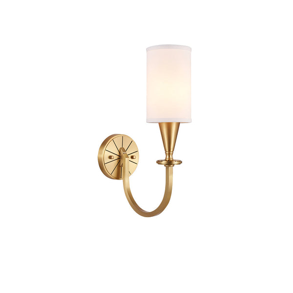 modern brass fabric shade wall sconce
