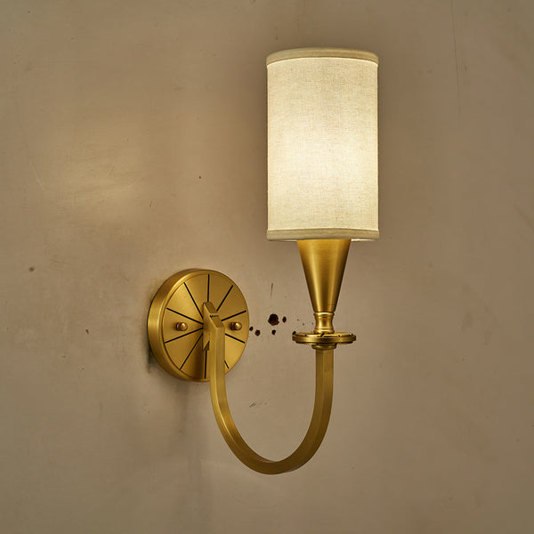 modern brass fabric shade wall sconce