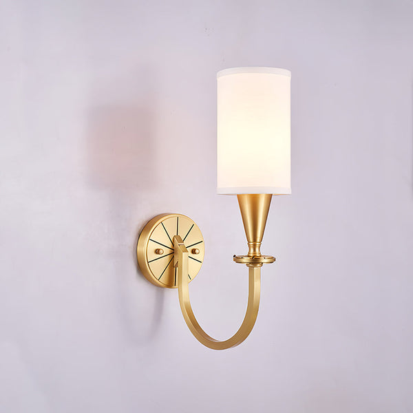 modern brass fabric shade wall sconce