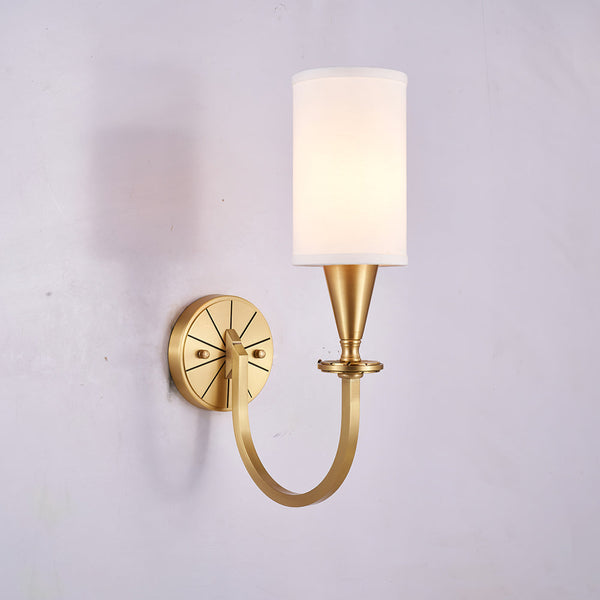 modern brass fabric shade wall sconce