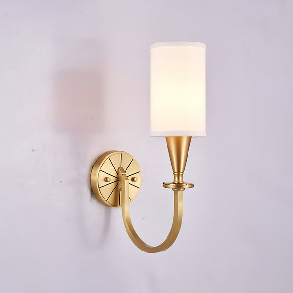 modern brass fabric shade wall sconce