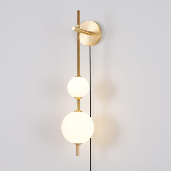 modern brass glass globe plug in wall lamp