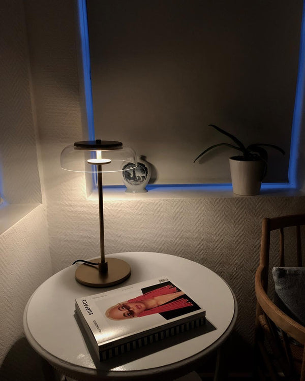 modern brass glass led table lamp