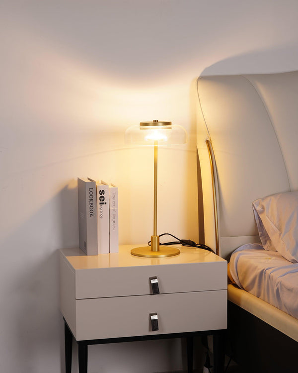 modern brass glass led table lamp