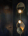 modern brass green glass wall sconce