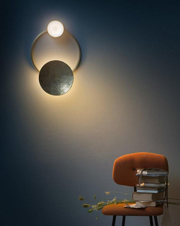 modern brass green glass wall sconce