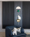 modern brass green glass wall sconce