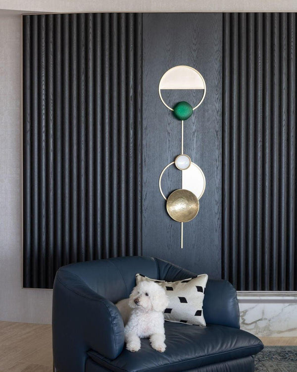 modern brass green glass wall sconce