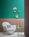 modern brass green glass wall sconce