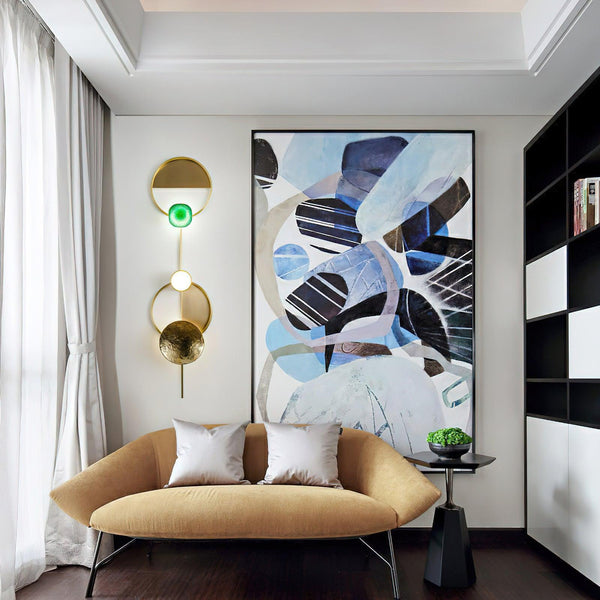 modern brass green glass wall sconce