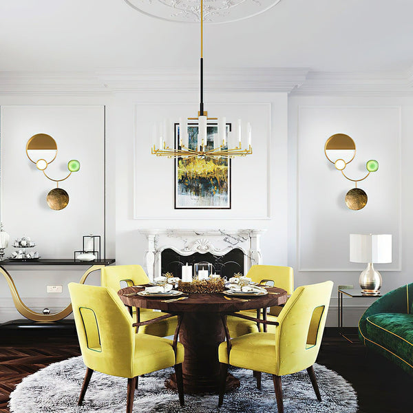 modern brass green glass wall sconce