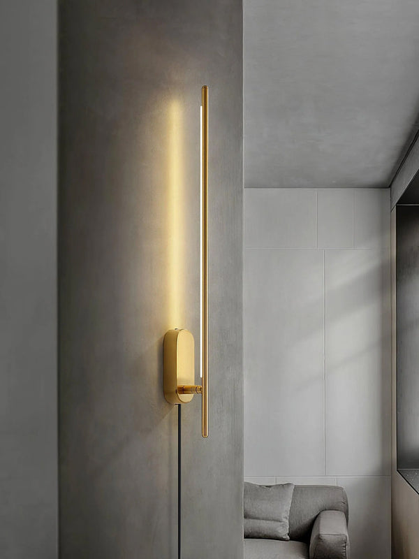 modern brass iron stick plug in wall sconce