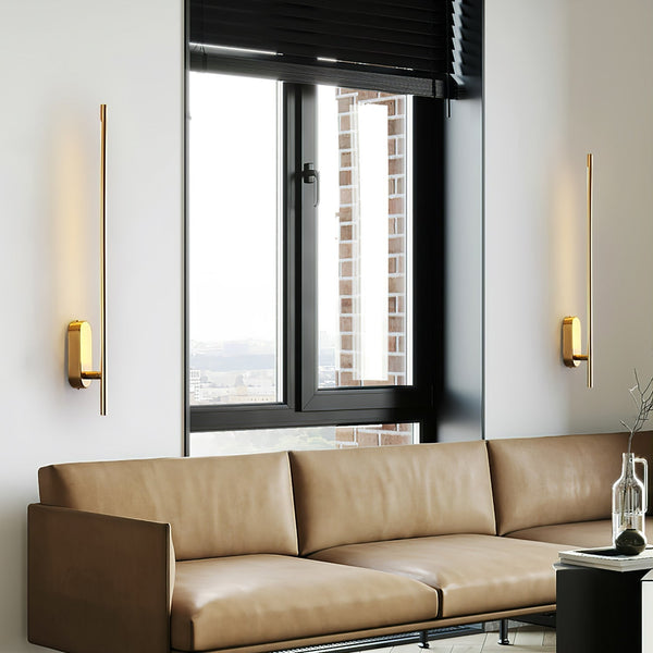 modern brass iron stick plug in wall sconce
