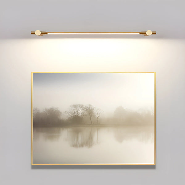 modern brass linear led vanity wall light