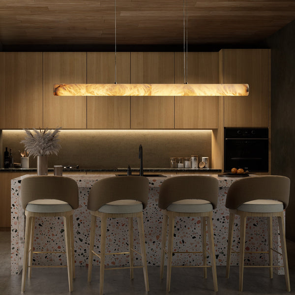 modern brass spanish alabaster linear chandelier