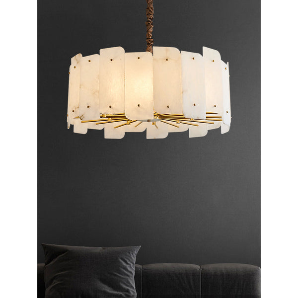 modern brass tiered alabaster chandelier