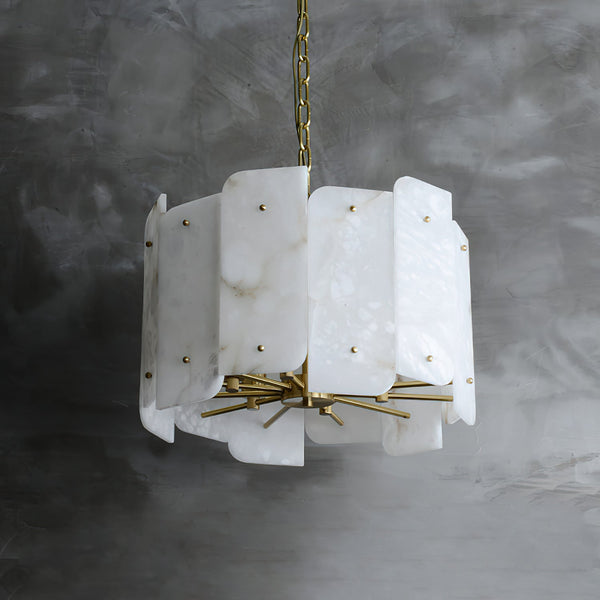 modern brass tiered alabaster chandelier