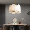 modern brass tiered alabaster chandelier