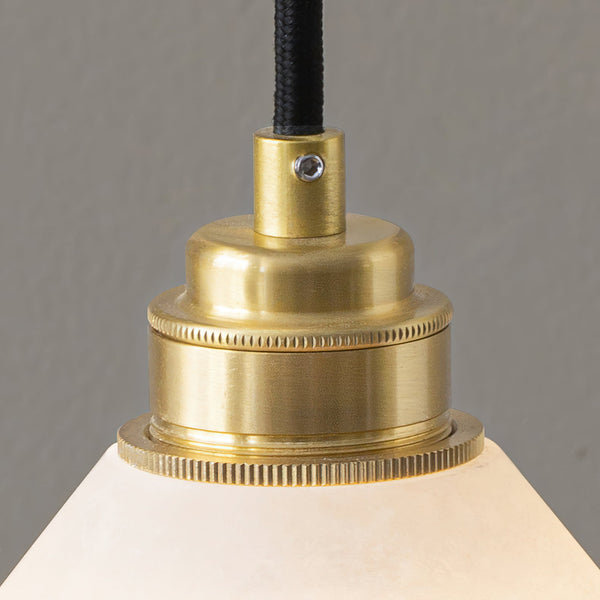 modern brass white alabaster conical pendant lamp