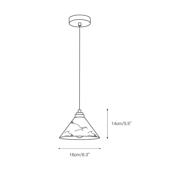 modern brass white alabaster conical pendant lamp