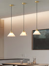 modern brass white alabaster conical pendant lamp