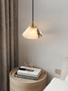 modern brass white alabaster conical pendant lamp