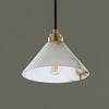 modern brass white alabaster conical pendant lamp