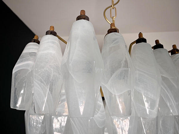 modern brass white alabaster glass poliedri chandelier