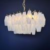 modern brass white alabaster glass poliedri chandelier