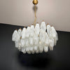 modern brass white alabaster glass poliedri chandelier