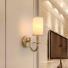 modern brass white fabric charleston wall sconce