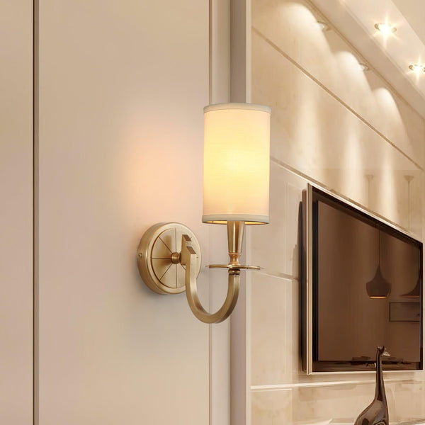 modern brass white fabric charleston wall sconce