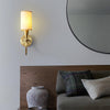 modern brass white fabric charleston wall sconce