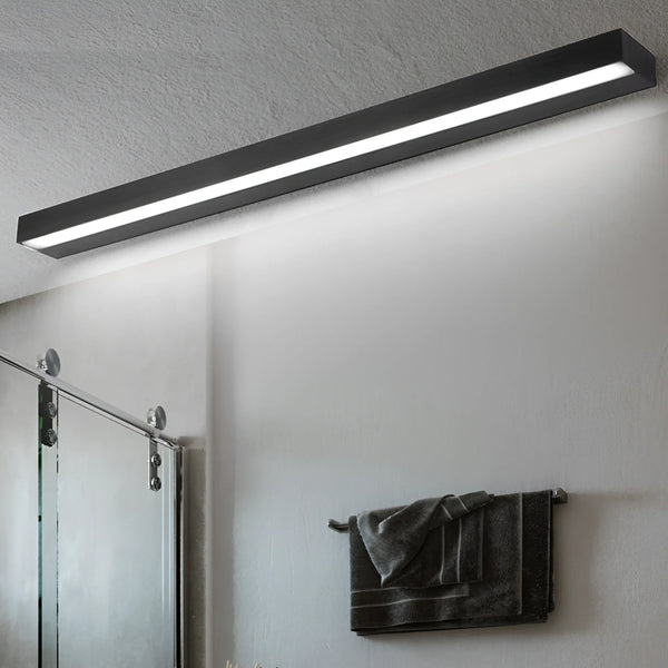 modern brushed silver aluminum rectangle led vanity light