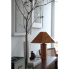modern burl wood organic table lamp
