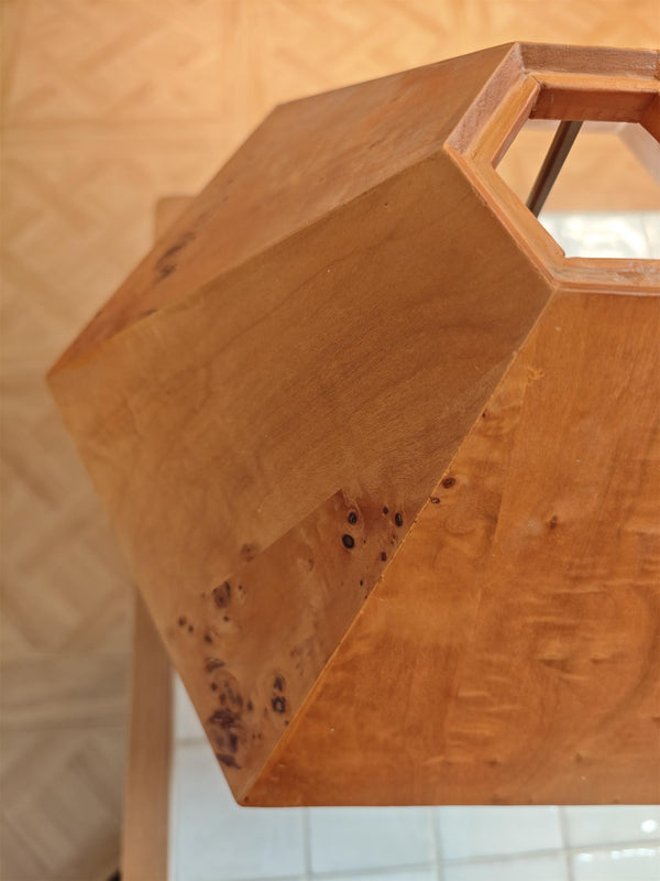 modern burl wood organic table lamp