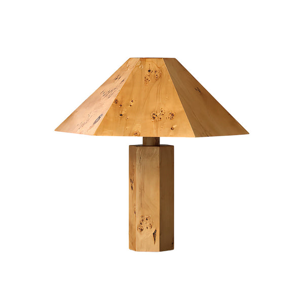 modern burl wood organic table lamp